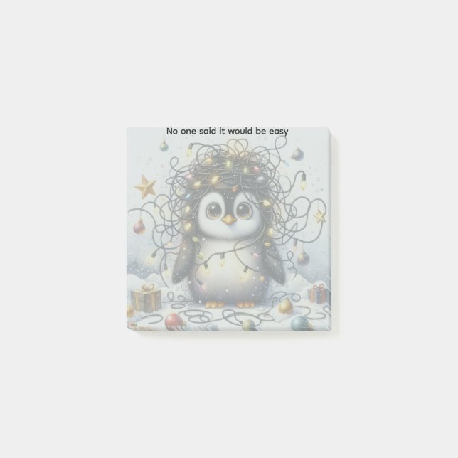 Personalize this Cute Penquin tangled in lights Post-it Notes (Front)