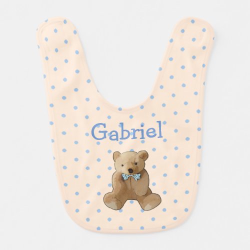 Personalize this Cute Teddy Bear Polka Dot Bib