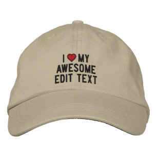 Personalize This ! Edit Text I love Embroidered Baseball Cap