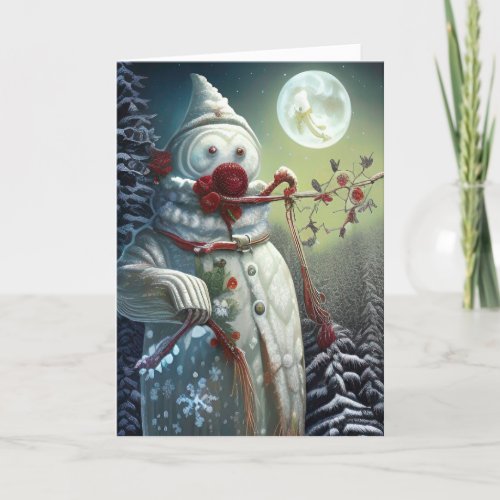 Personalize this Fantasy snowman  Winter Solstice  Holiday Card