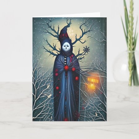 Personalize This Fantasy Snowman Winter Solstice   Holiday Card