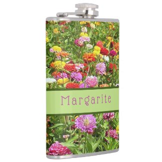 PERSONALIZE THIS FIELD OF COLORFUL FLOWERS FLASK