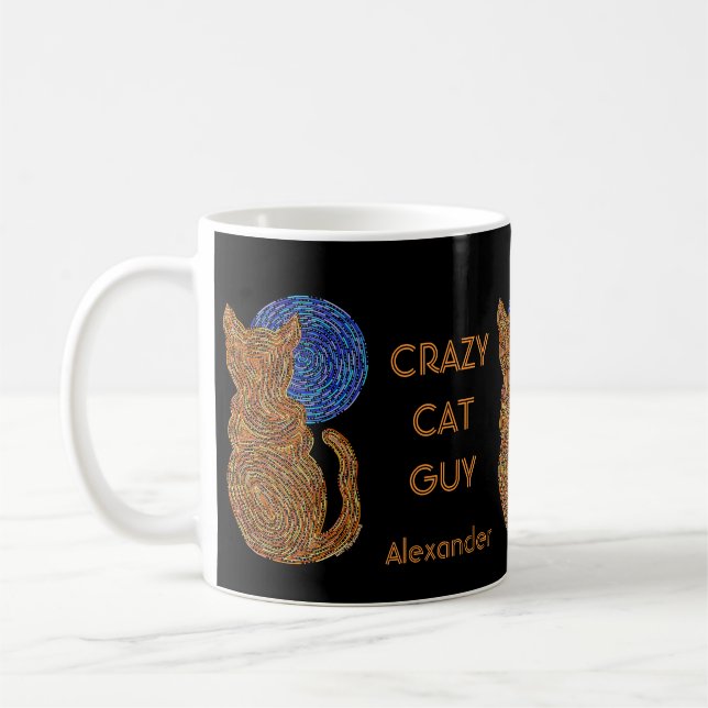 Personalize This Fun Crazy Cat Guy Coffee Cup (Left)