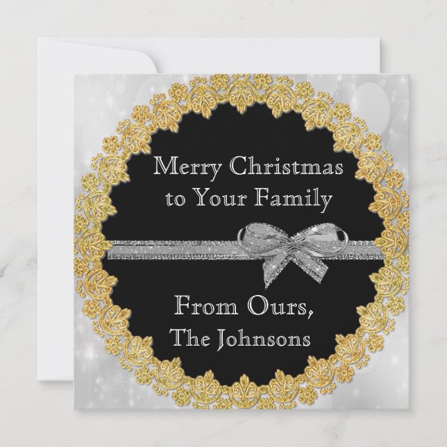 Personalize this Gold and Silver Christmas Card (Front)