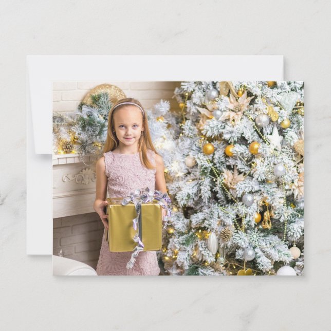 Personalize this Gold, Pretty Bow Christmas Card (Front)