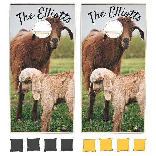 Personalize This Hilarious Two Goats Family Farm  Cornhole Set