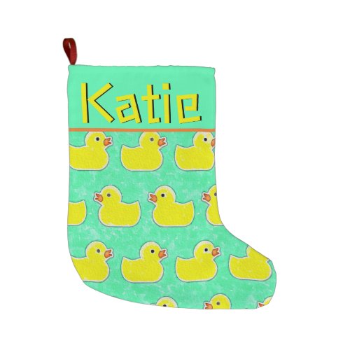 Personalize this Hilarious Yellow Rubber Duckie La Large Christmas Stocking