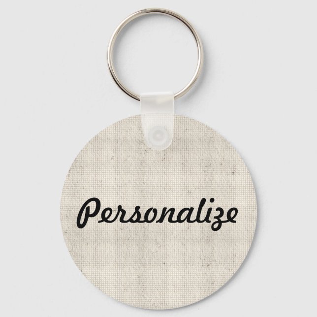 Personalize This Linen Look Keychain (Front)