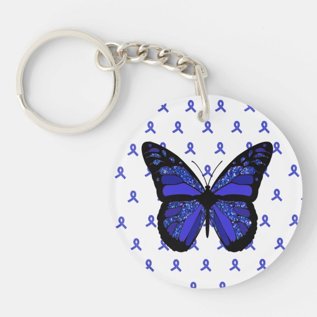 Personalize this ME/CFS Blue Butterfly Key Chain (Front)