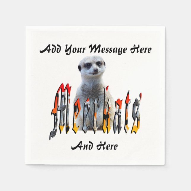 Personalize This Meerkat And Logo Template, Paper Napkins (Front)