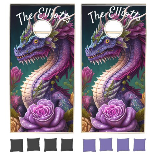 Personalize This Mystical Purple Dragon Cornhole Set