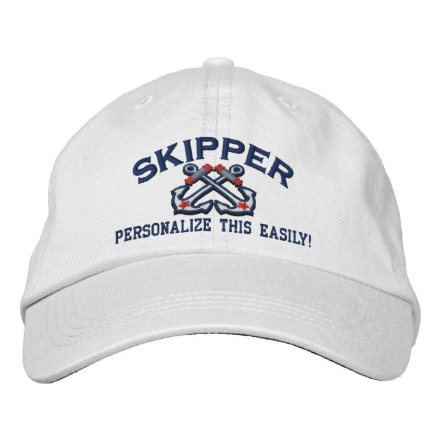 Personalize This Name Location Business Nautical Embroidered Baseball Hat (Front)