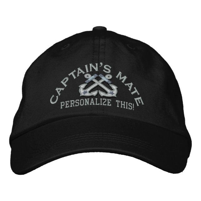 Personalize This Name Location Business Nautical Embroidered Baseball Hat (Front)