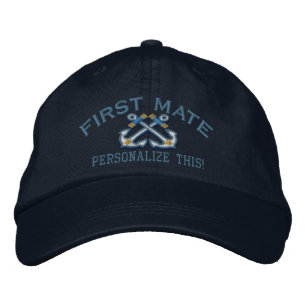Personalize This Name Location First Mate Nautical Embroidered Baseball Hat