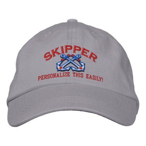 Personalize This Name Location Skipper Nautical Embroidered Baseball Cap