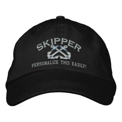 Personalize This Name Location Skipper Nautical Embroidered Baseball Hat