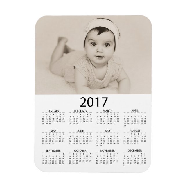 Personalize this Photo 2017 Mini  Calendar Magnet (Vertical)