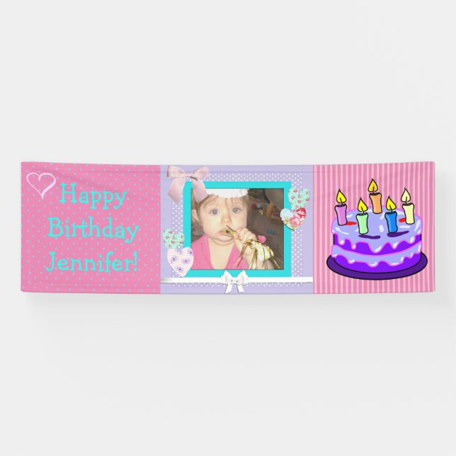 Personalize this Pink Birthday Girl Banner (Horizontal)