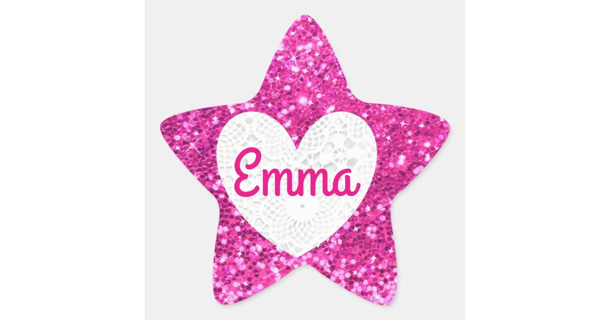 Personalize this Pink Glitter Star Sticker | Zazzle