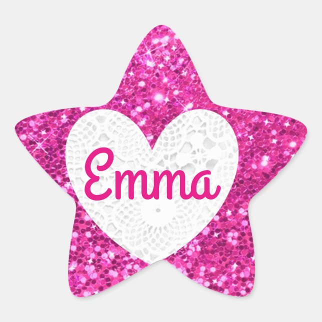 Personalize this Pink Glitter Star Sticker (Front)