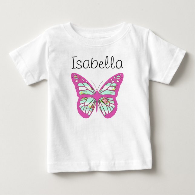 Personalize this Pretty Baby One Piece w Butterfly Baby T-Shirt (Front)