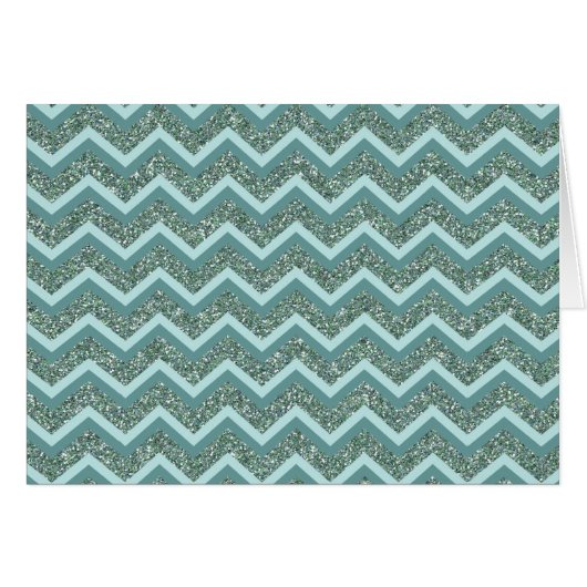 Personalize this Teal Glitter ZigZag Cards (Front Horizontal)