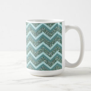 Personalize this Teal Glitter ZigZag Coffee Mug