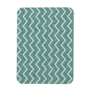 Personalize this Teal Glitter ZigZag Magnet