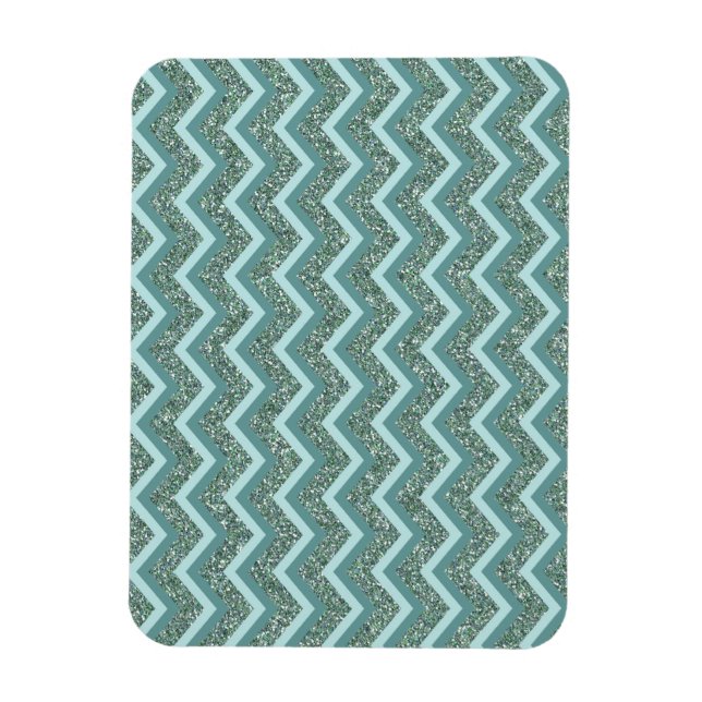 Personalize this Teal Glitter ZigZag Magnet (Vertical)