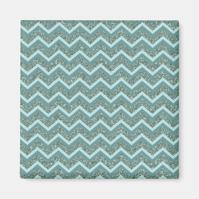 Personalize this Teal Glitter ZigZag Magnet (Front)