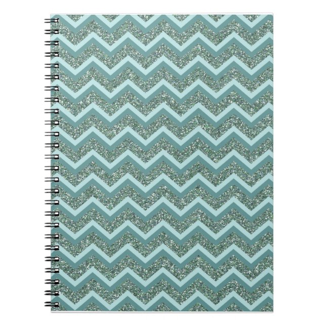 Personalize this Teal Glitter ZigZag Notebook (Front)