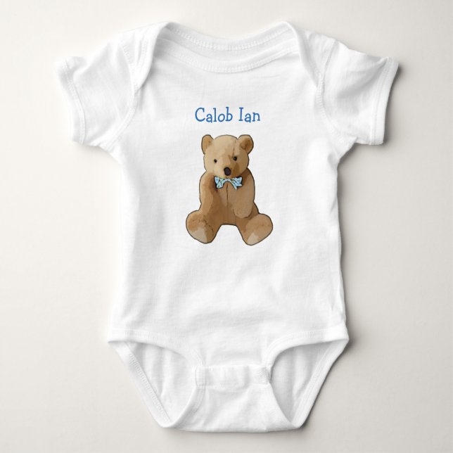 Personalize this Teddy Bear Baby One Piece Baby Bodysuit (Front)