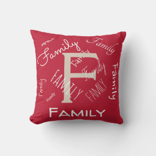 Personalize this template, MONOGRAM, FAMILY, NAME, Throw Pillow