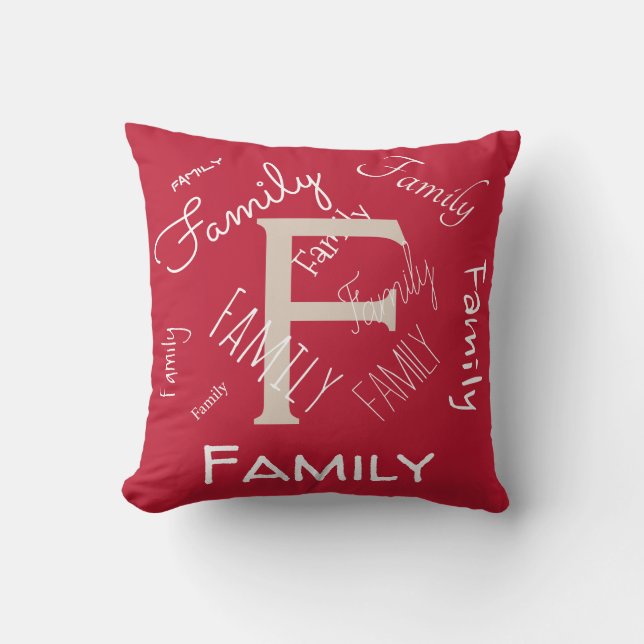 Personalize this template, MONOGRAM, FAMILY, NAME, Throw Pillow (Front)