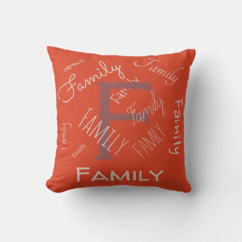 Personalize this template MONOGRAM FAMILY NAME Throw Pillow