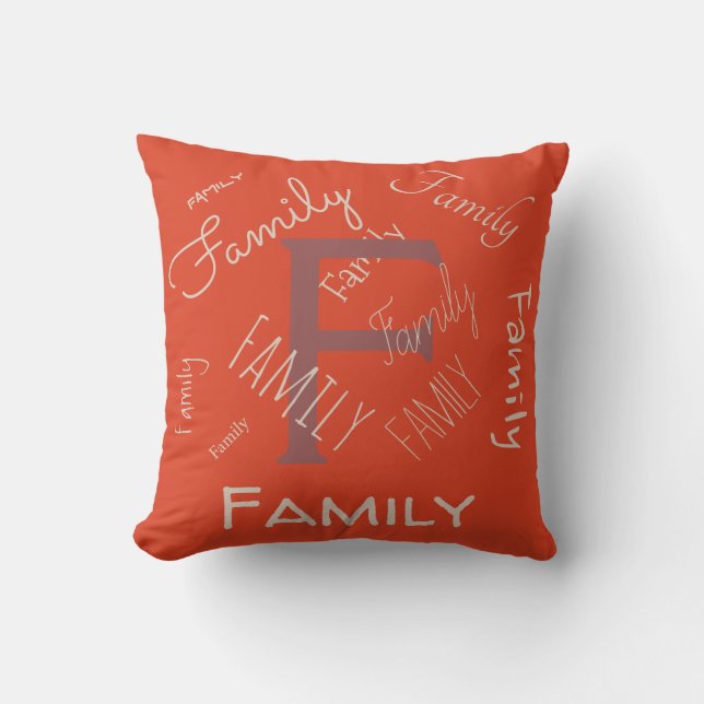 Personalize this template, MONOGRAM, FAMILY, NAME, Throw Pillow (Front)