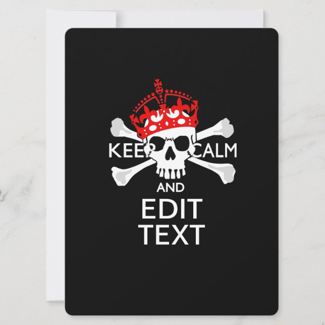 Personalize this Text Keep Calm Crossbones Skull (Front)