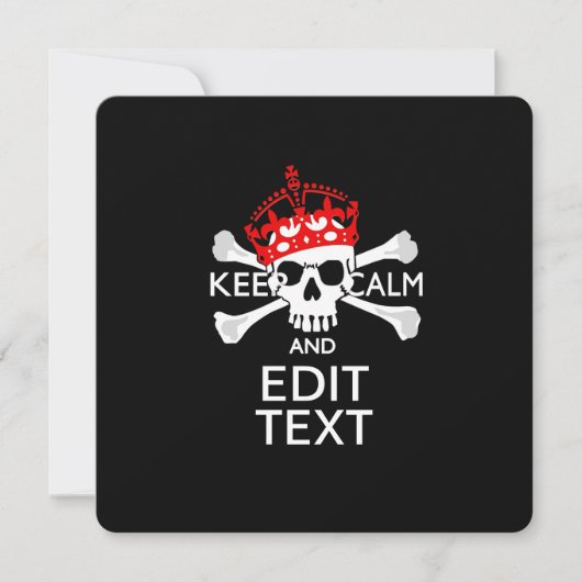 Personalize this Text Keep Calm Crossbones Skull (Front)