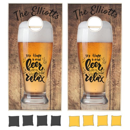 Personalize This Time To Drink Beer And Relax Cornhole Set