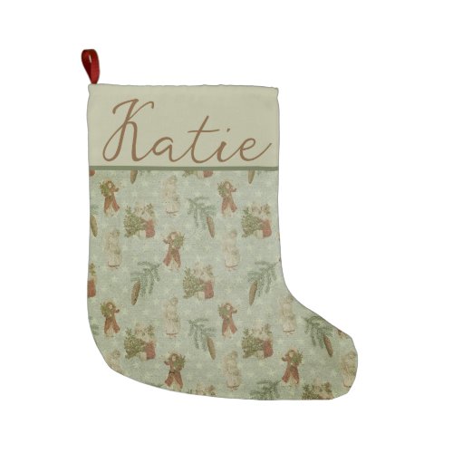 Personalize this Vintage Victorian Santa Balsam Large Christmas Stocking