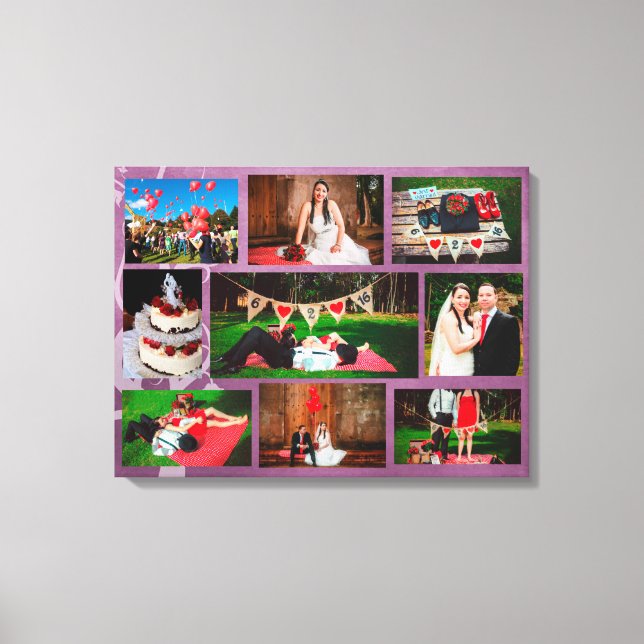 Personalize this Wedding Photo Collage Wall Art (Front)