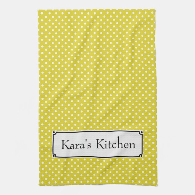 Personalize this Yellow Polka Dot Kitchen Towel (Vertical)