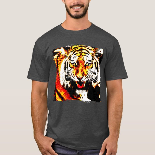 Personalize Tiger Head Modern Elegant Template T-Shirt (Front)