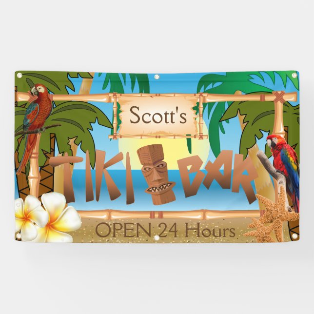 Personalize Tiki Bar in Paradise Banner (Horizontal)