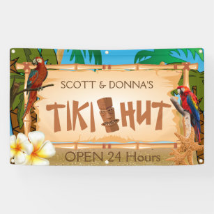 Personalize Tiki Hut in Paradise Design Banner