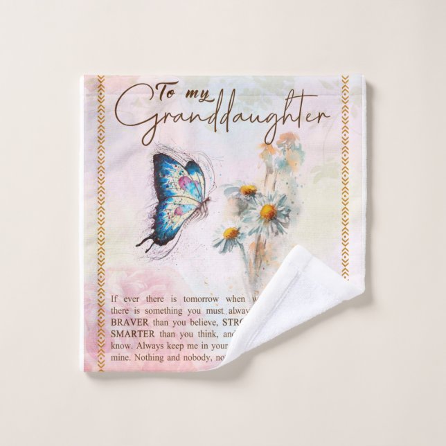 Personalize To My Granddaughter Butterfly Flower Wash Cloth (Wash Cloth)