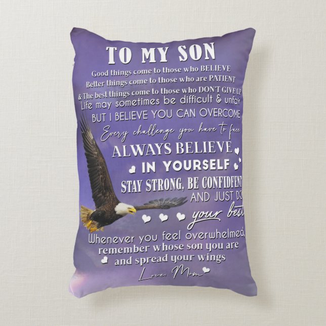 Personalize To My Son From Love Mom Gift Accent Pillow (Front(Vertical))