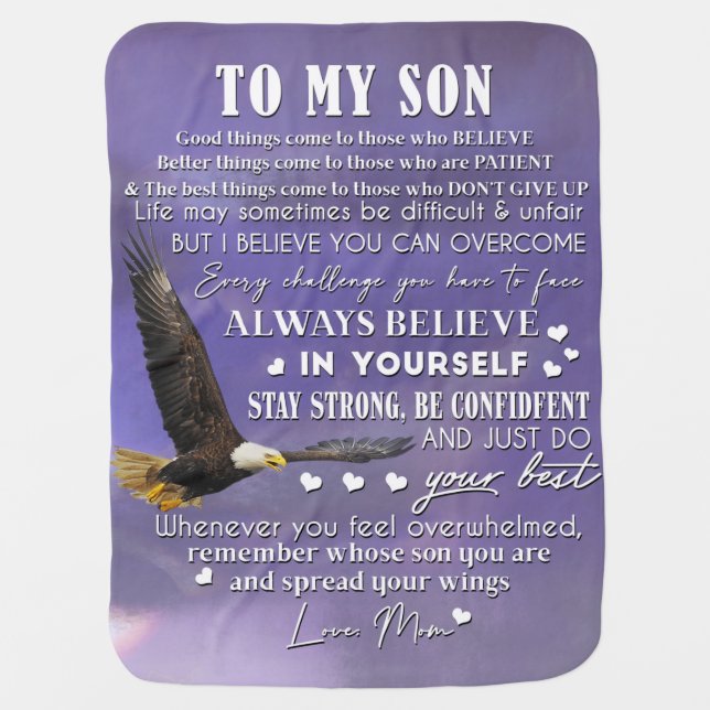 Personalize To My Son From Love Mom Gift Baby Blanket (Front)