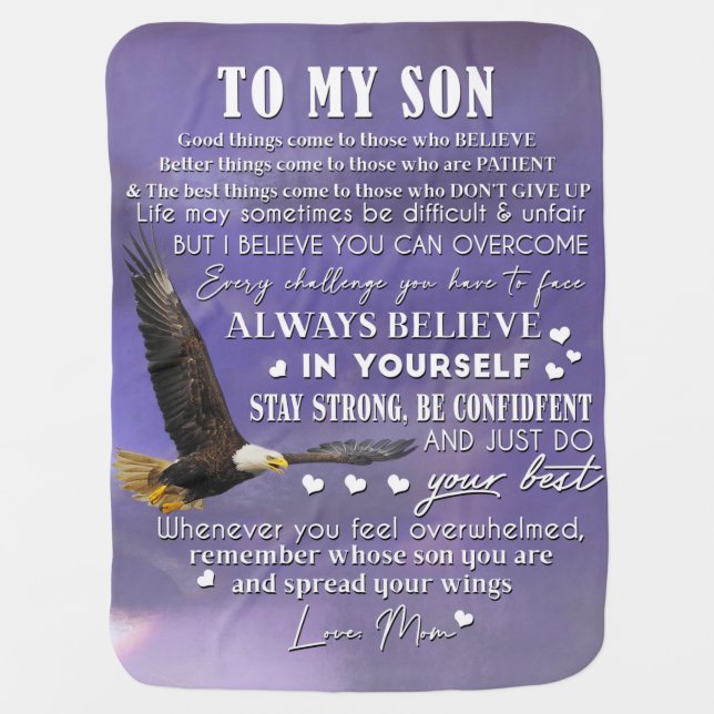 Personalize To My Son From Love Mom Gift Baby Blanket (Front)