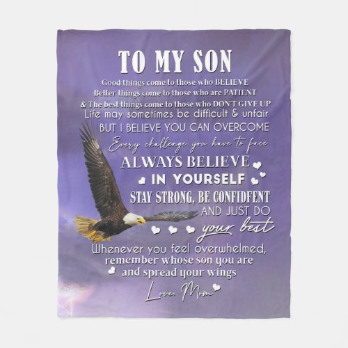 Personalize To My Son From Love Mom Gift Fleece Blanket